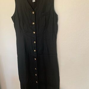 Merona Black Midi Dress with Gold Buttons